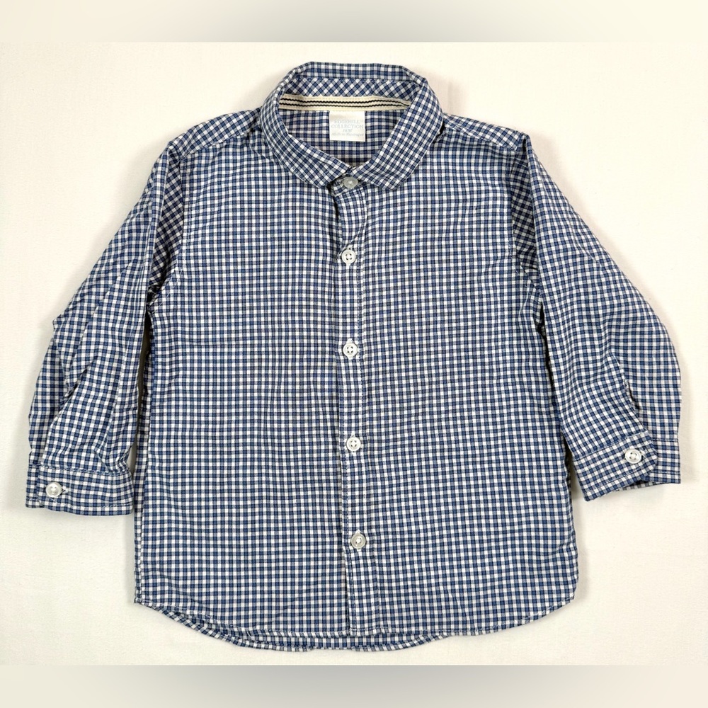 EDGEHILL COLLECTION‎ Baby Boy’s Blue Gingham Plaid Casual Button Down Size 18M